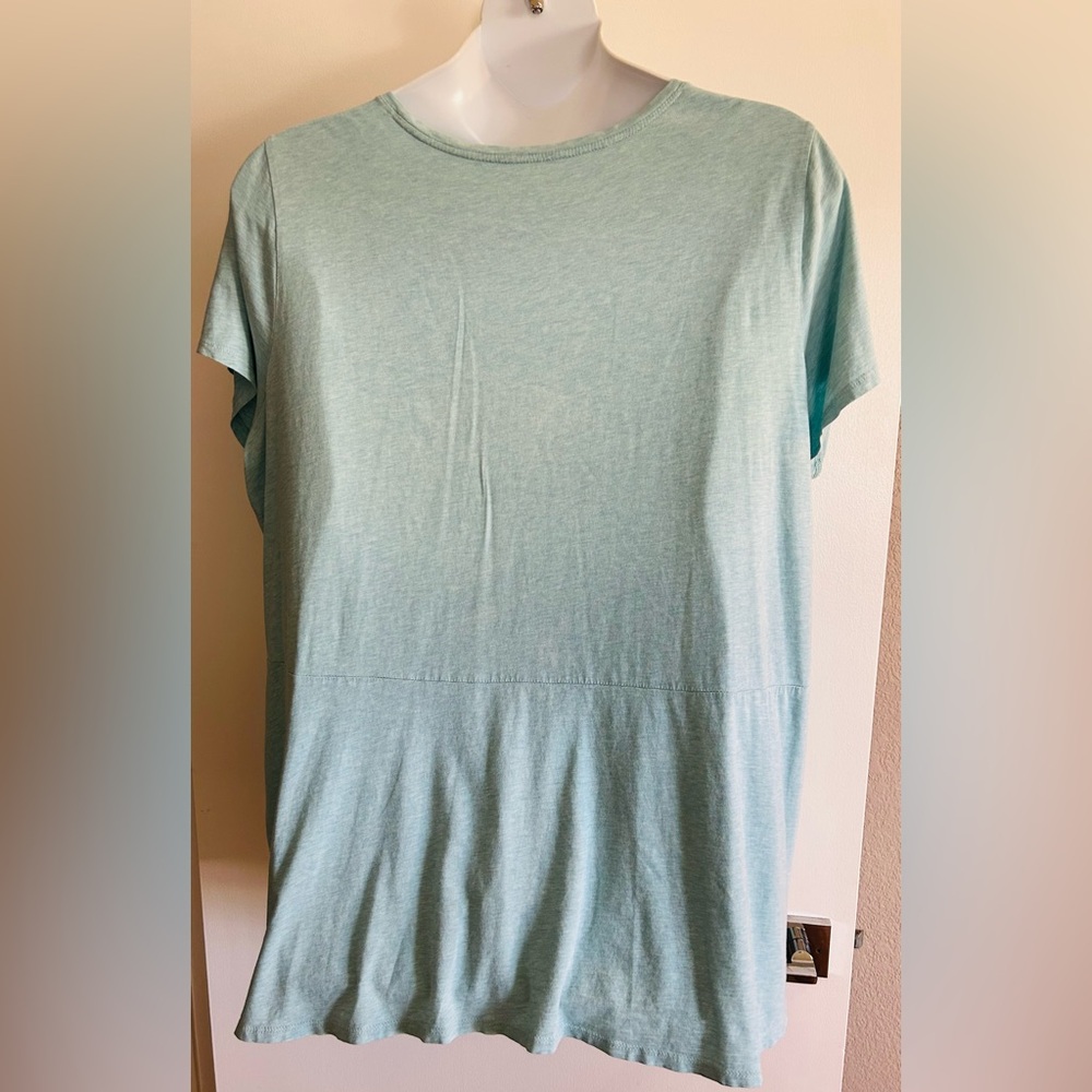 J Jill Elliptical Tee 2X Cotton Blue Green. - Picture 3 of 4